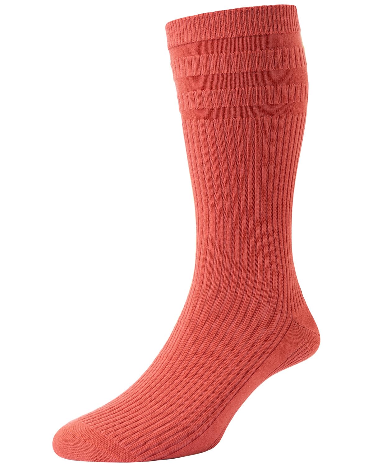 Hj Hall Men's Deep Coral 1 Pair Hj Cotton Softop Socks Hj91 6-11