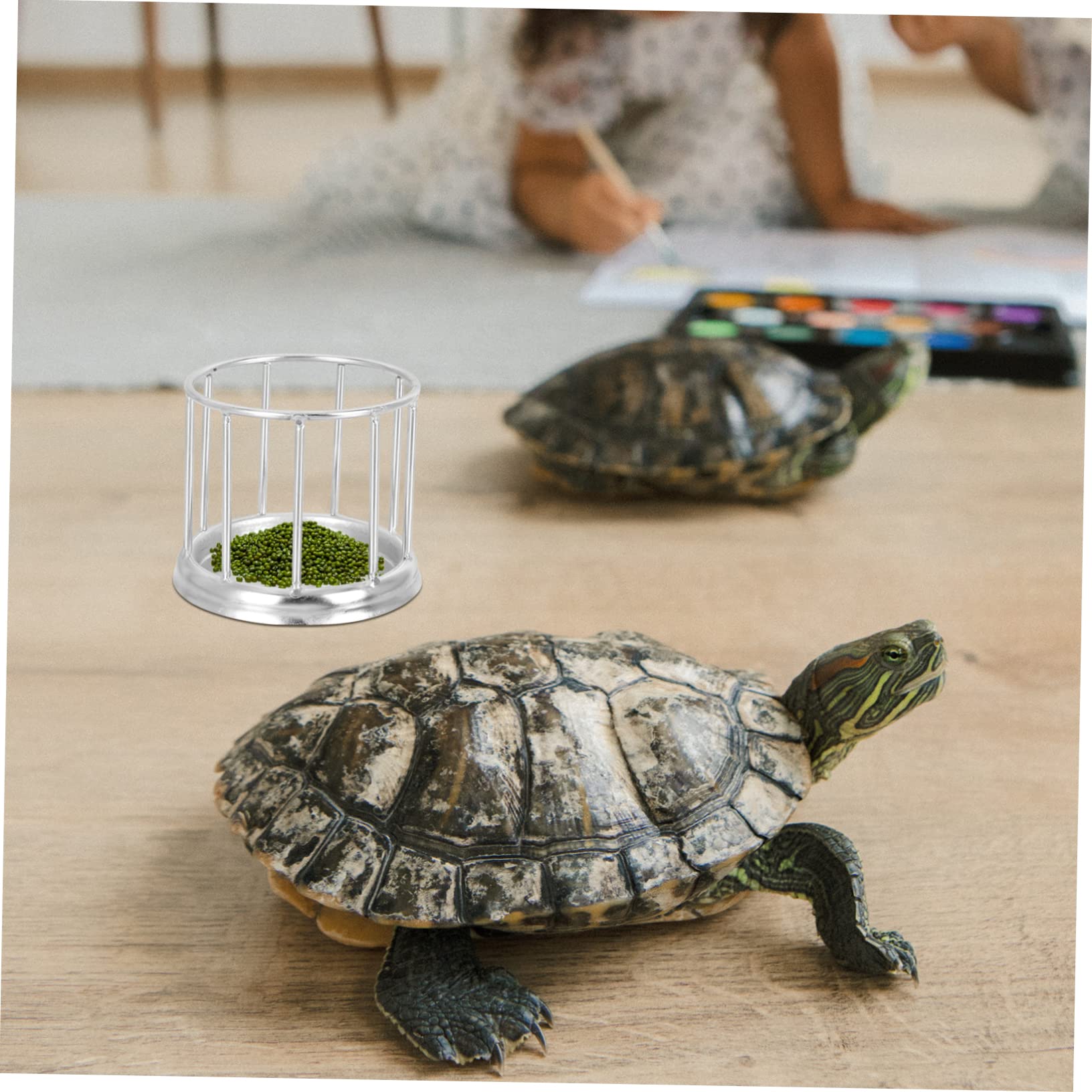 Kisangel 2piezas Alimentador Automático De Agua Inoxidable para Reptiles Plato De Comida para Tortugas y Diseño Estable y Antideslizante para Exteriores y Acuáticas