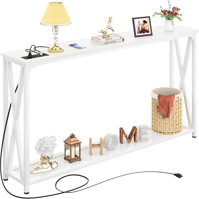 Buy Console Sofa Table with Power Outlet, Karcog 47 Inch Narrow Entry