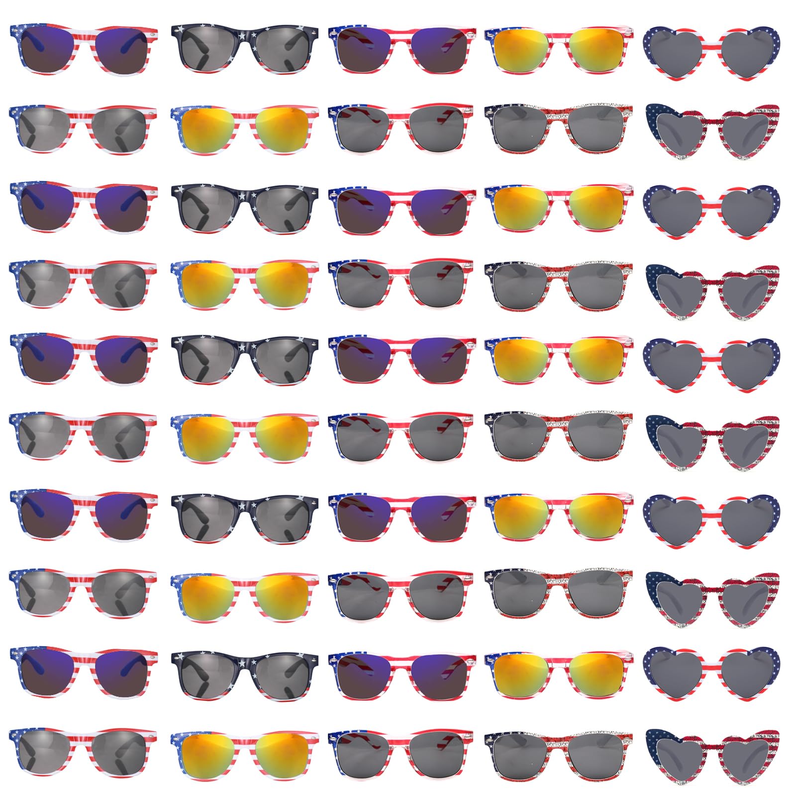 Occhiali da sole per adulti, motivo: bandiera americana, per adulti, classici, 4 luglio, protezione UV400, confezione da 50/100