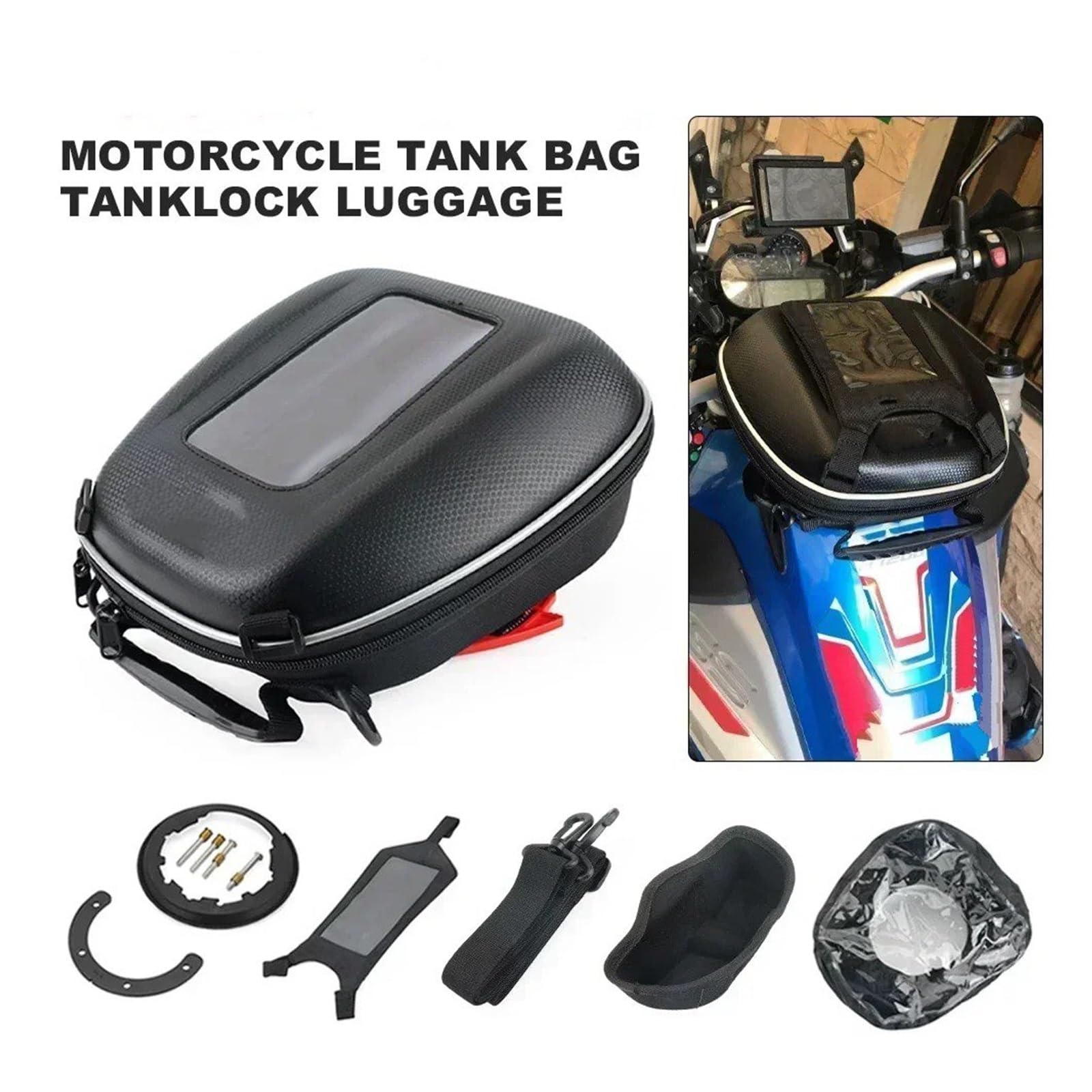 Borsa Sella Moto Per BMW GS 1200 1250 Per Adventure Per F900XR Per F850GS Per R1250 Moto Bagagli Tanklock Ricambi Borsa Da Serbatoio Borsa Moto Posteriore(B. Tanklock set)