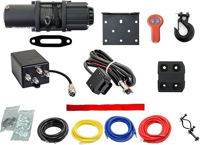 SuperATV Winch eléctrico 3500 lb con placa para Polaris RZR miniatura 4