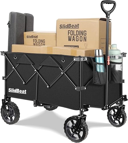 Carro plegable con mango de rebote, carros de alta resistencia y plegables, carrito de playa, camping, jardín, compras, carrito de comestibles