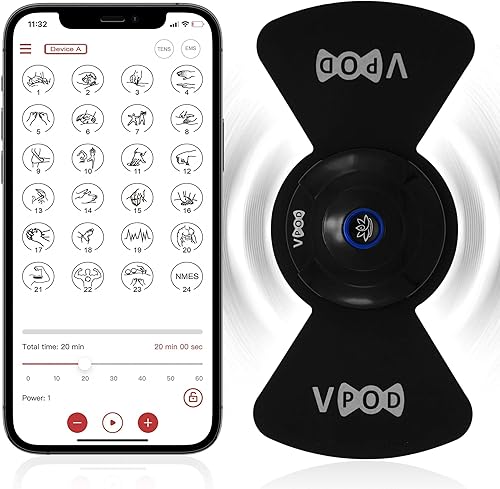 VPOD - Unidad inalámbrica de decenas para aliviar el dolor, estimulador muscular electrónico de 24 modos, portátil y recargable, combina con tu