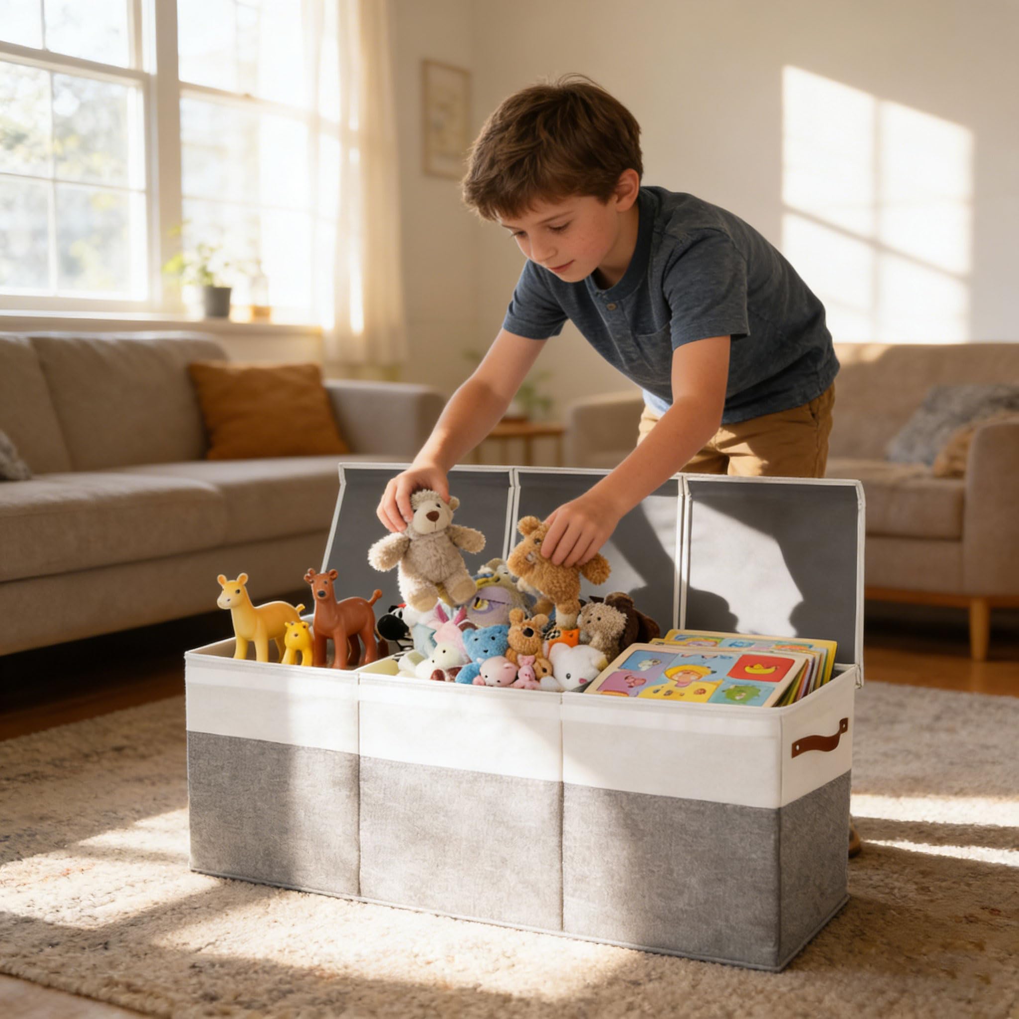 Grande capacité de 150 l, boîte de rangement pliable pour jouets pour enfants, compartiments réglables, matériaux, organisateurs de maison, grande capacité, taille S