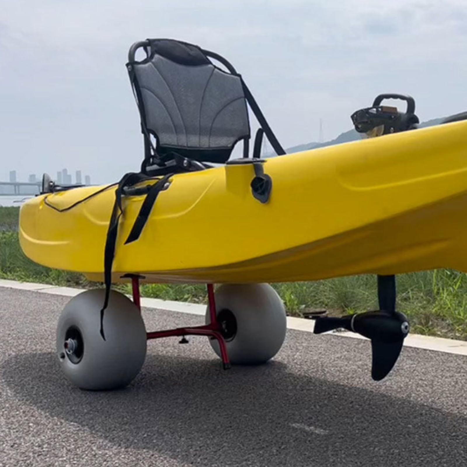 Carrito para Kayak Carro Trolley Plegable de Transporte con Ruedas para Barco y Tabla Soporte Central y Toques, Carro Plegable