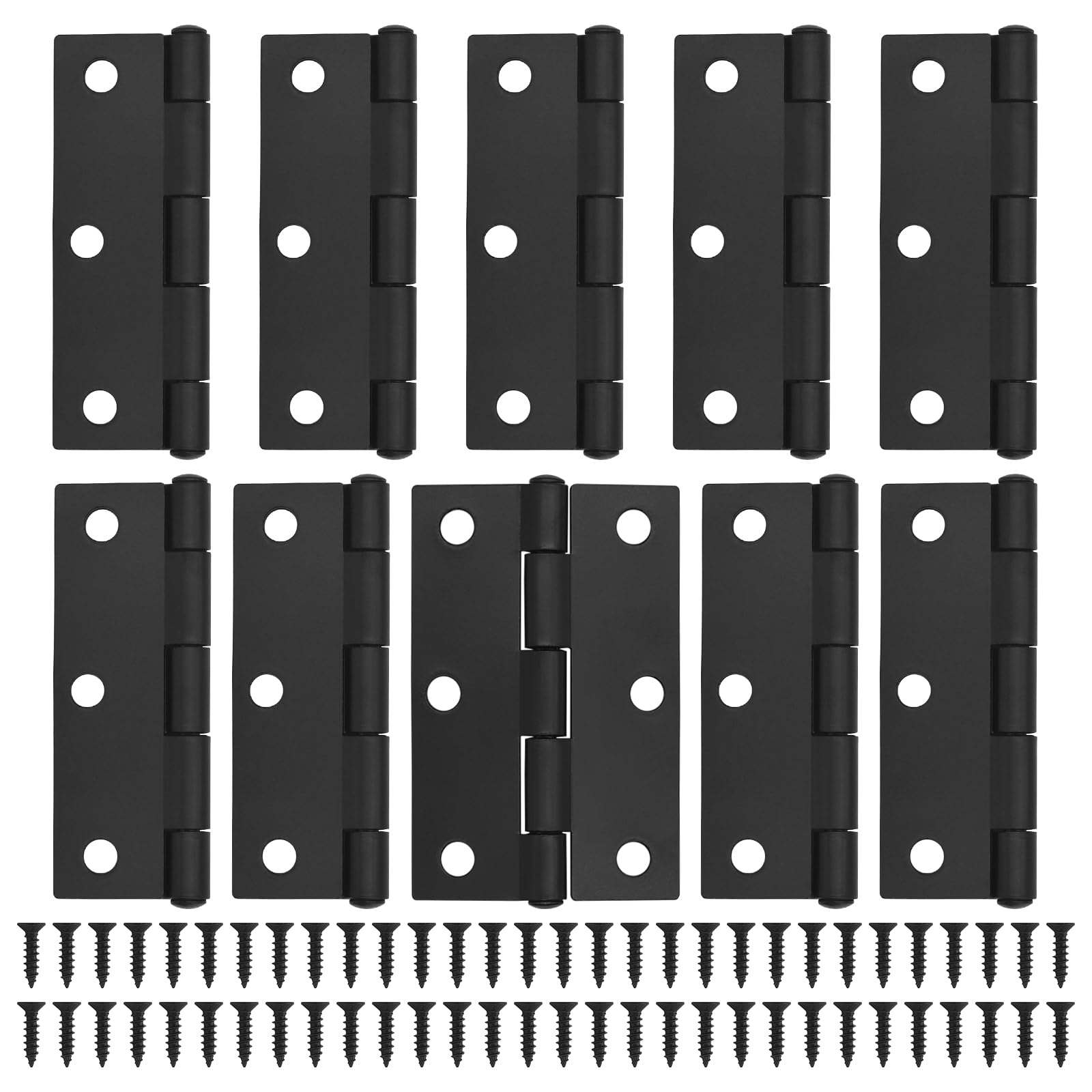 Black Door Hinges 10 pcs - 75mm (3 Inch) Cupboard Door Hinge with 60 pcs Black Screws Door Hinges Internal for Home Furniture Wooden Door Hinge