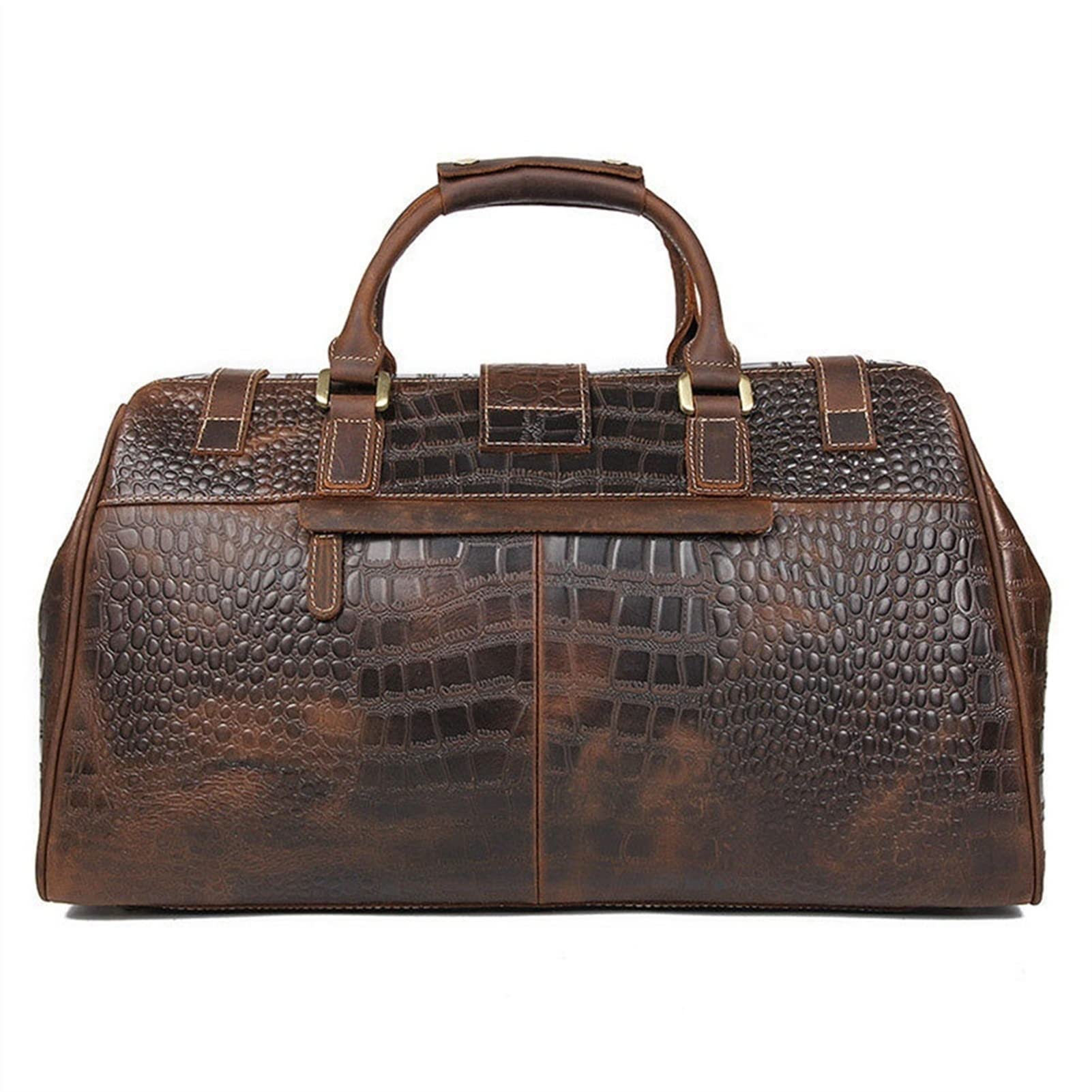 Hombre Bolso de Viaje de Equipaje Fin de Semana, Cuero Viaje Duffel Patrón de cocodrilo Unisex Casual Equipaje Bolso Gimnasio Deportes Pernocte Fin de semana Retro Lleve en la bolsa Marrón Bolsa para
