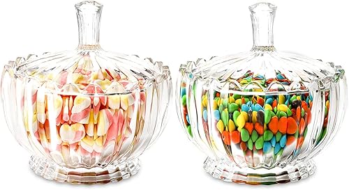 Miniatura 9 de DEAYOU Paquete de 2 platos de cristal para dulces con tapa, recipiente grande para azúcar cubierto de cristal de 34 onzas, recipiente de