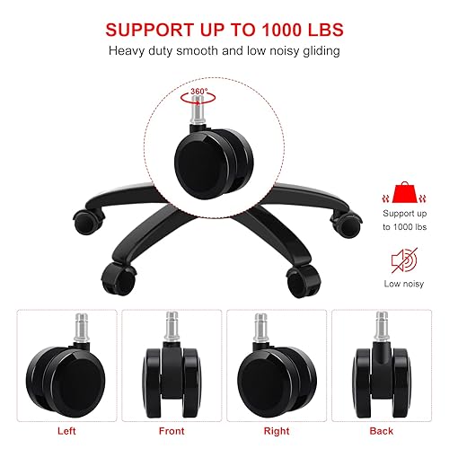 Miniatura 2 de Herman Miller - Ruedas de repuesto para silla Aeron de 2.36 pulgadas (juego de 5, color negro), resistente, tamaño universal, se adapta a la mayoría