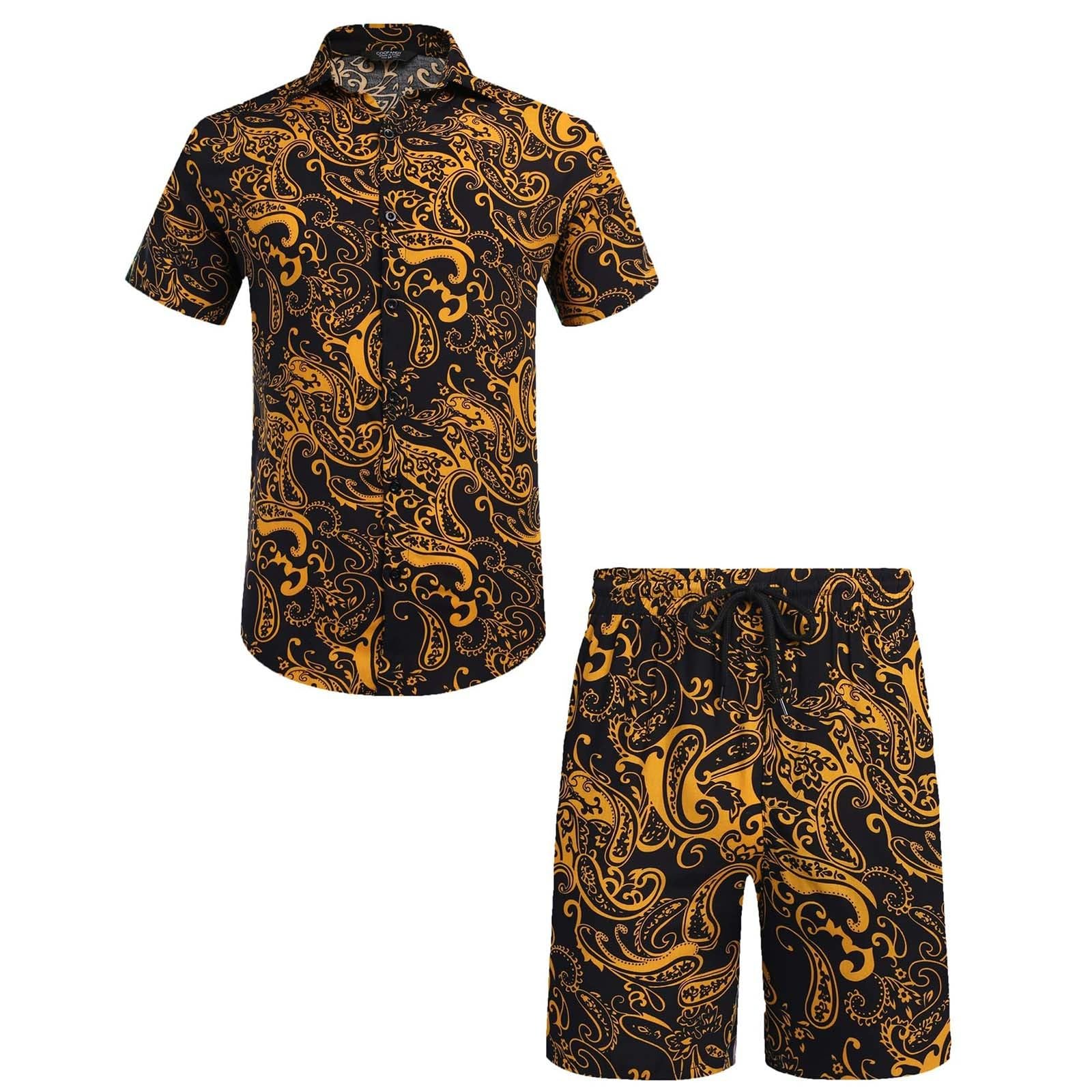 Uomo Completo Camicia E Pantaloni Corti,Camicia A Maniche Corte E Pantaloncini A Pois – Completo Casual In Raso Per Un Abbigliamento Sportivo Estivo Comodo E Traspirante Versatile Per Tutti I Giorni