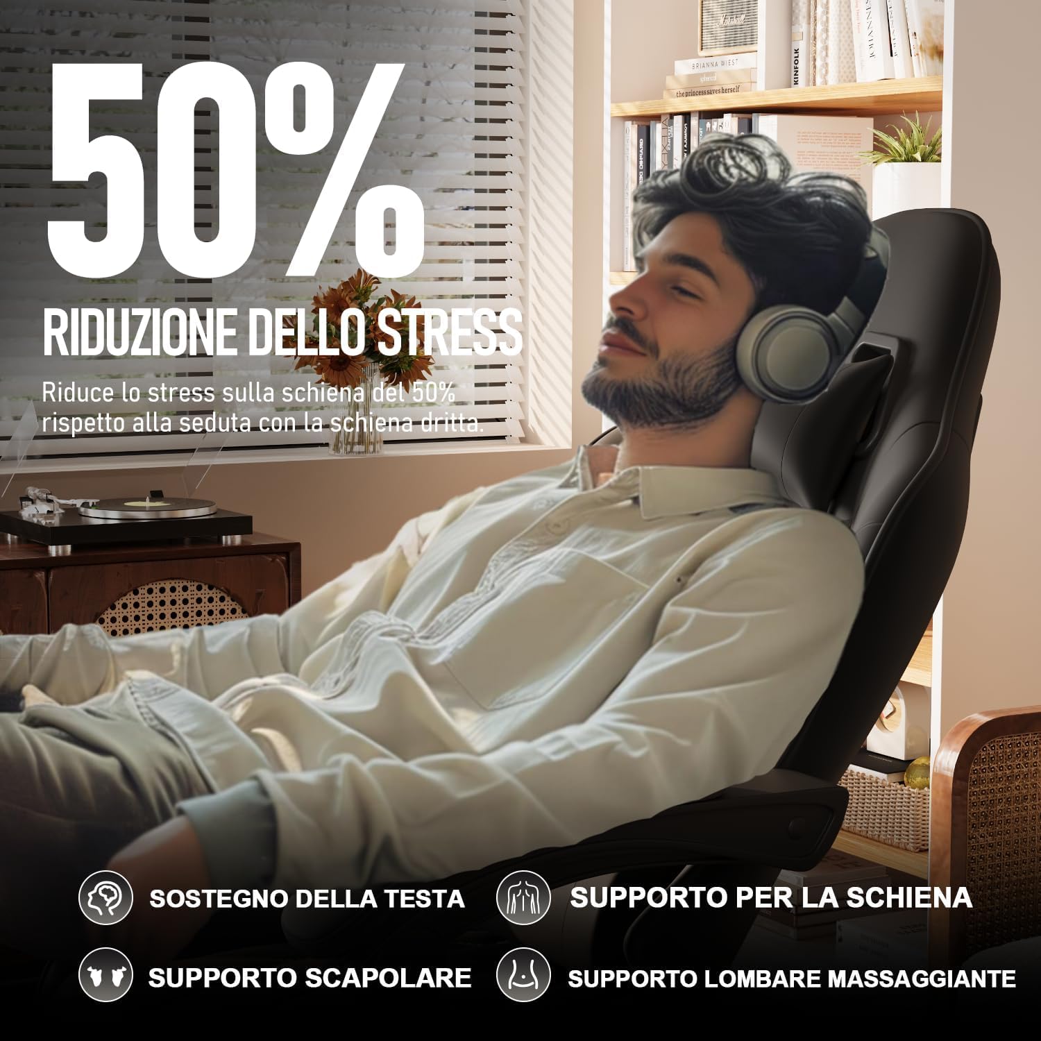 Flamaker Sedia da Gaming in Tessuto con Poggiapiedi, Massaggiante Sedia Ufficio con Schienale alto(con Presa USB), Cuscino Ispessito da 9 cm, Sedia da Gioco Ergonomica per Adulti, Nero