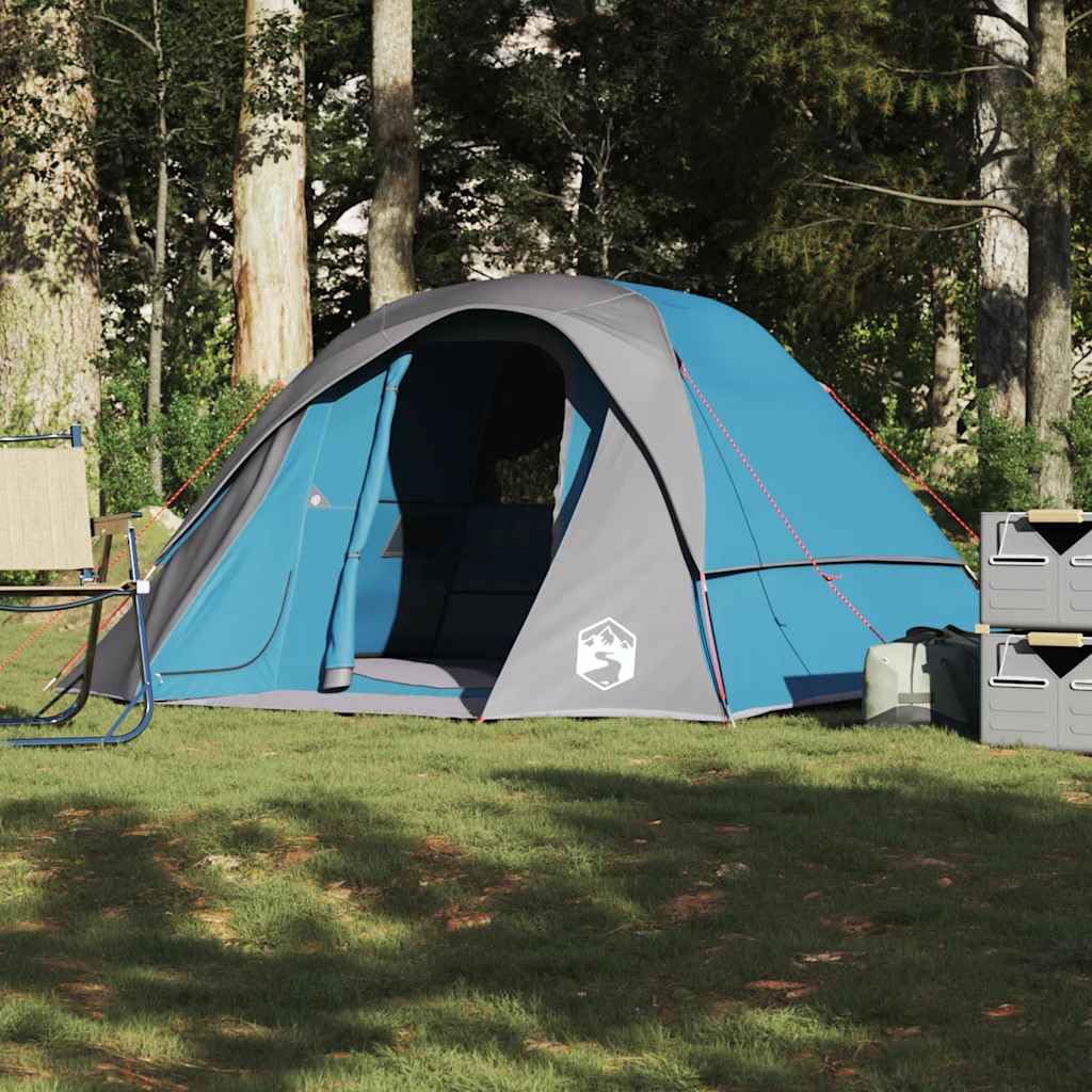 Tienda de campaña familiar para 6 personas, de poliéster 185T con revestimiento de poliuretano, tienda grande para exteriores con toldo extraíble, 346 x 252/317 x 195 cm, color verde