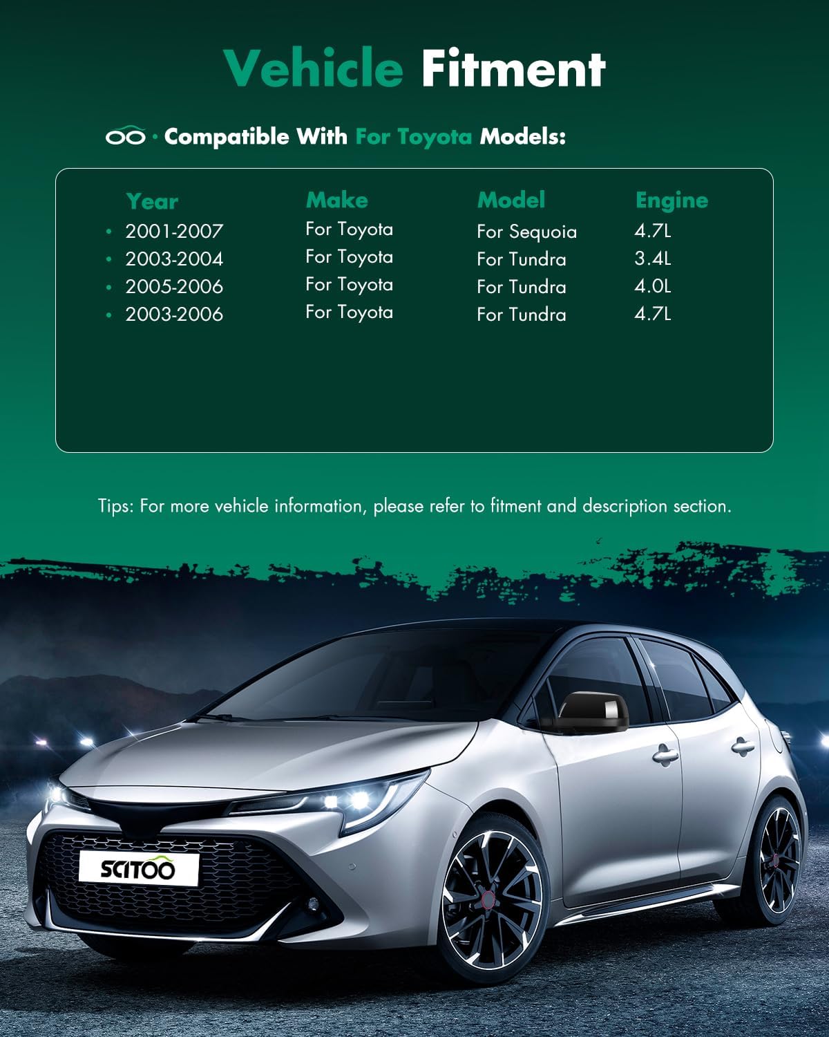 SCITOO Driver Side View Mirror Compatible with 2007-2017 For Toyota Tundra Sequoia Manual Folding Heated Power Adjustment Black Left Outside Exterior Mirror TO1320252