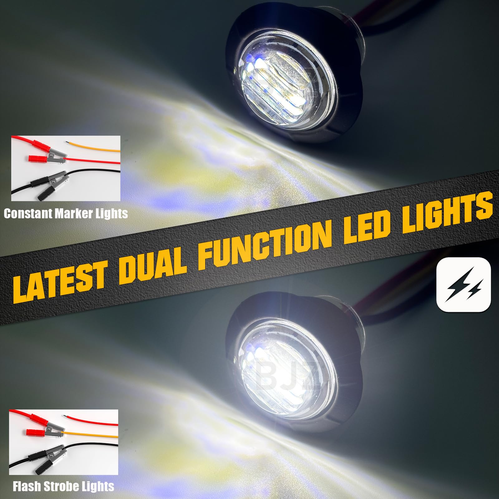 Pair Of White Oval LED Side Marker Lights With Brackets - 12-24V For Trailers & Trucks 2 thumbnail image