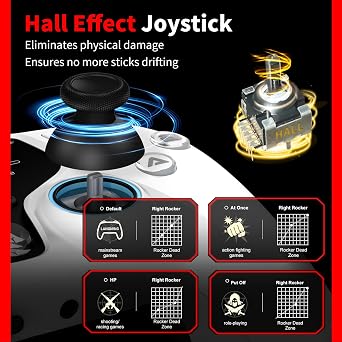 NBCP V6 Wireless PC Controller with Interactive Screen,Gyroscope Calibration & Joystick Drift Repair Function,for PC Windows 7,8,10,11/Android/iOS,Hall Effect Joystick & Trigger,Programmable,Turbo Function,5-Level Vibration Feedback,1000Hz Polling Rate,6-axis Gyro
