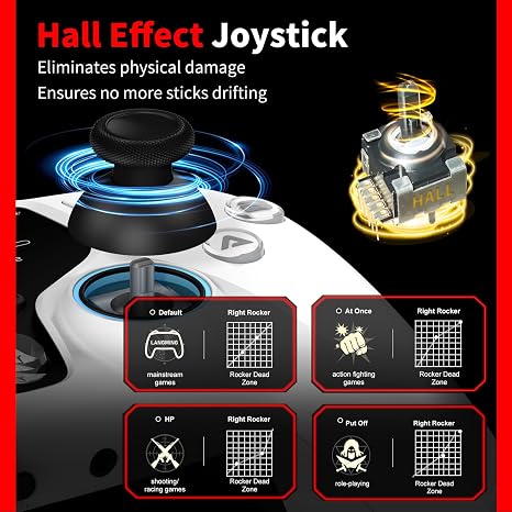 NBCP V6 Wireless PC Controller with Interactive Screen,Gyroscope Calibration & Joystick Drift Repair Function,for PC Windows 7,8,10,11/Android/iOS,Hall Effect Joystick & Trigger,Programmable,Turbo Function,5-Level Vibration Feedback,1000Hz Polling Rate,6-axis Gyro