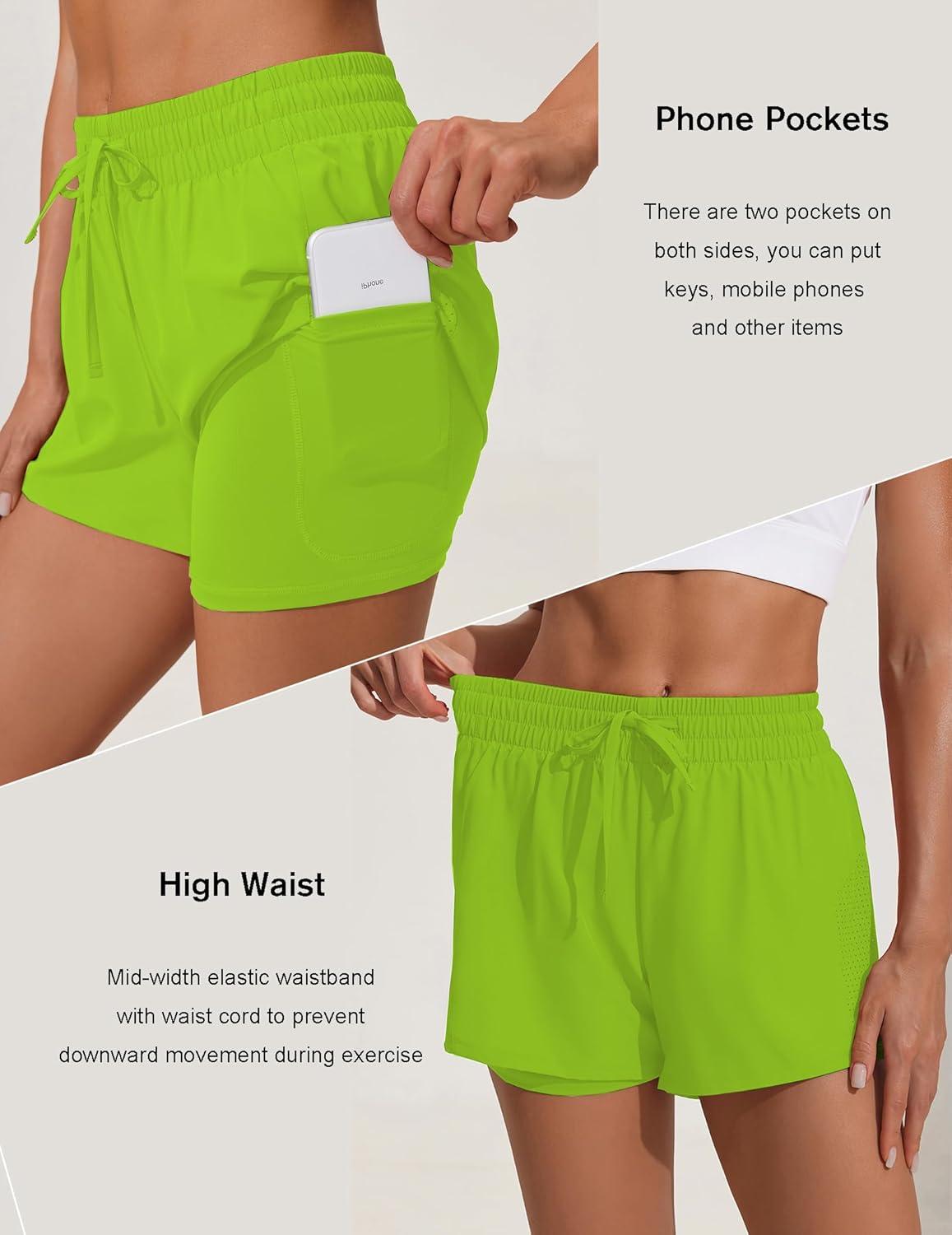 PINSPARK Running Shorts for Women Quick Dry Athletic Short High Wasit Pockets - Image 4
