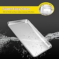 Vista 5 de E-far Juego de 3 bandejas para hornear galletas, 16/12.4/10.4 pulgadas, juego de sartenes de acero inoxidable para horno, bandeja rectangular