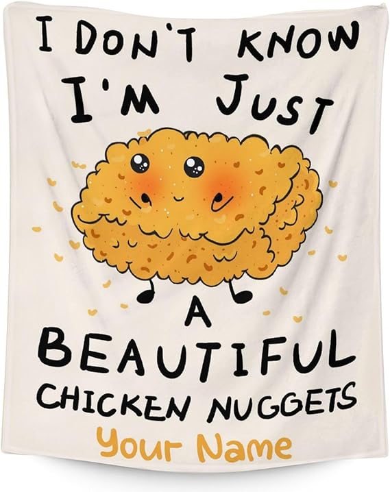 Mercuryelf Custom Chicken Nugget Blanket - Soft, Fuzzy & Warm - 40x50 Inches Flannel Throw Blankets for Travel, Office - Beige Cute Throws Gift for Girls, Boys