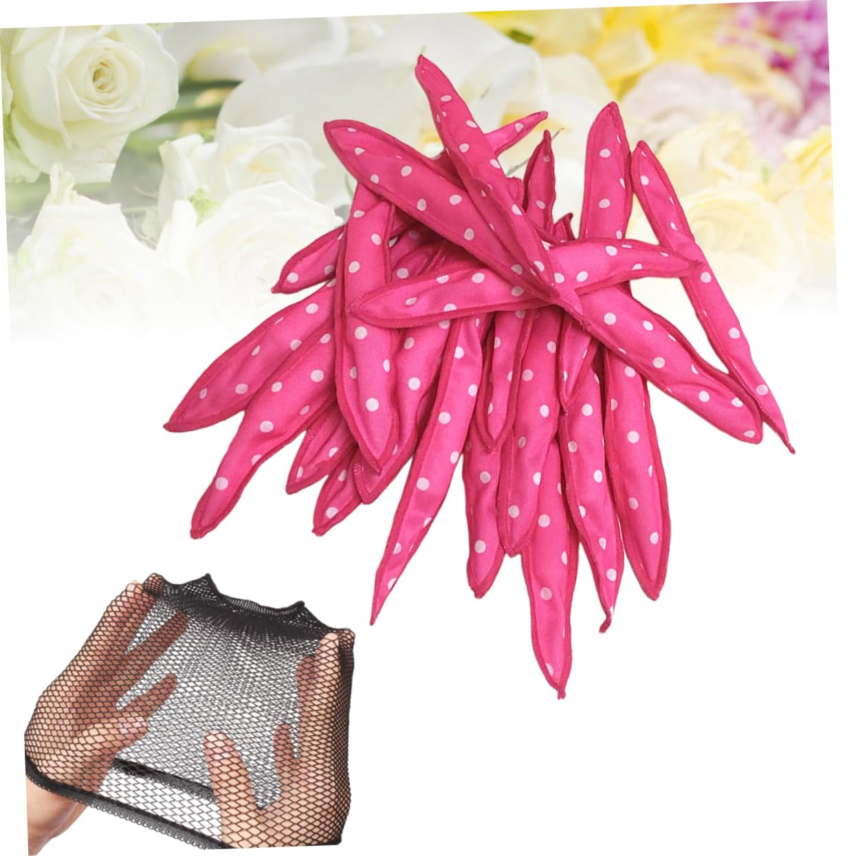 FRCOLOR 60pezzi Rullini Per Spugna Per Stile Ondulato Strumento Con Rete Per Per Donne e Ragazze Rosa