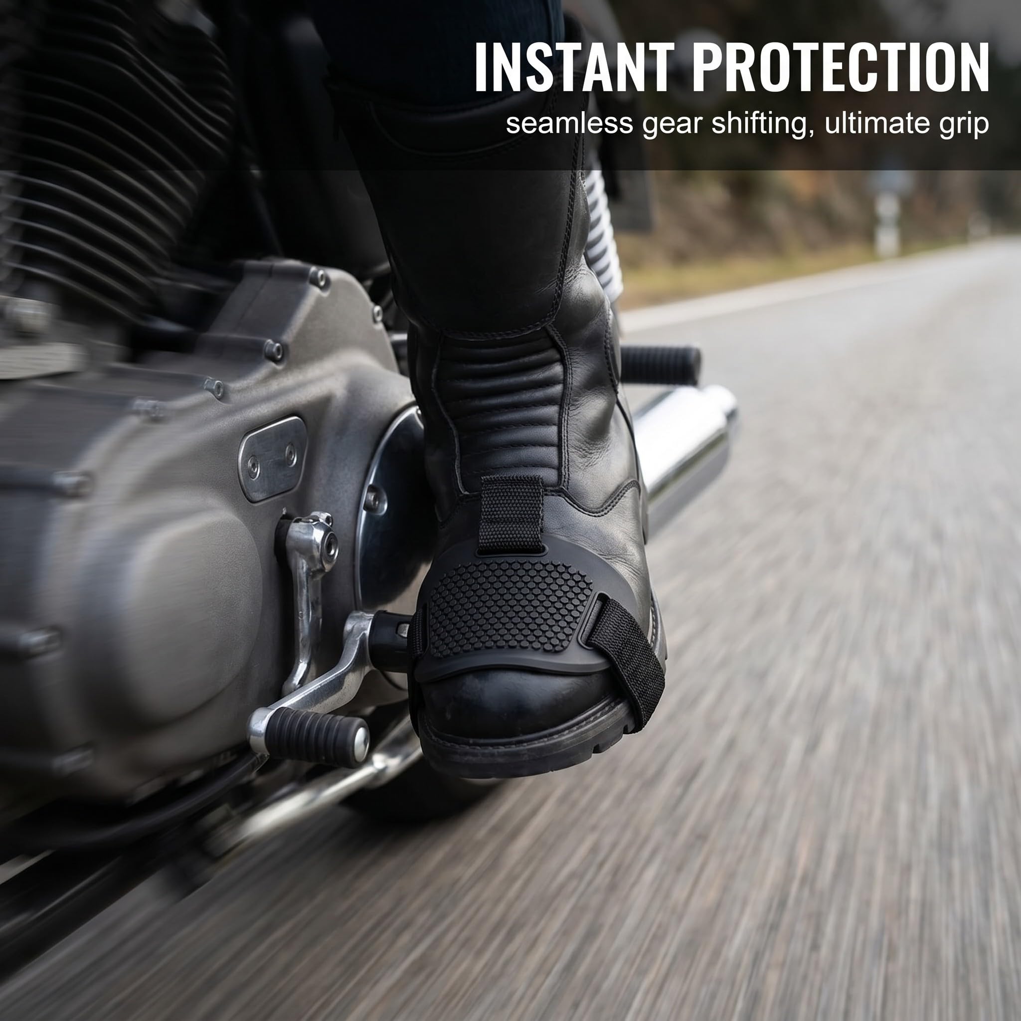 2 Pezzi Protezione Scarpe Moto, Proteggi Scarpe Moto Universale per Leva Cambio, Copriscarpe Moto Antiscivolo e Resistente all'Usura, Salvascarpe Moto Regolabile per Stivali e Sneakers, Nero