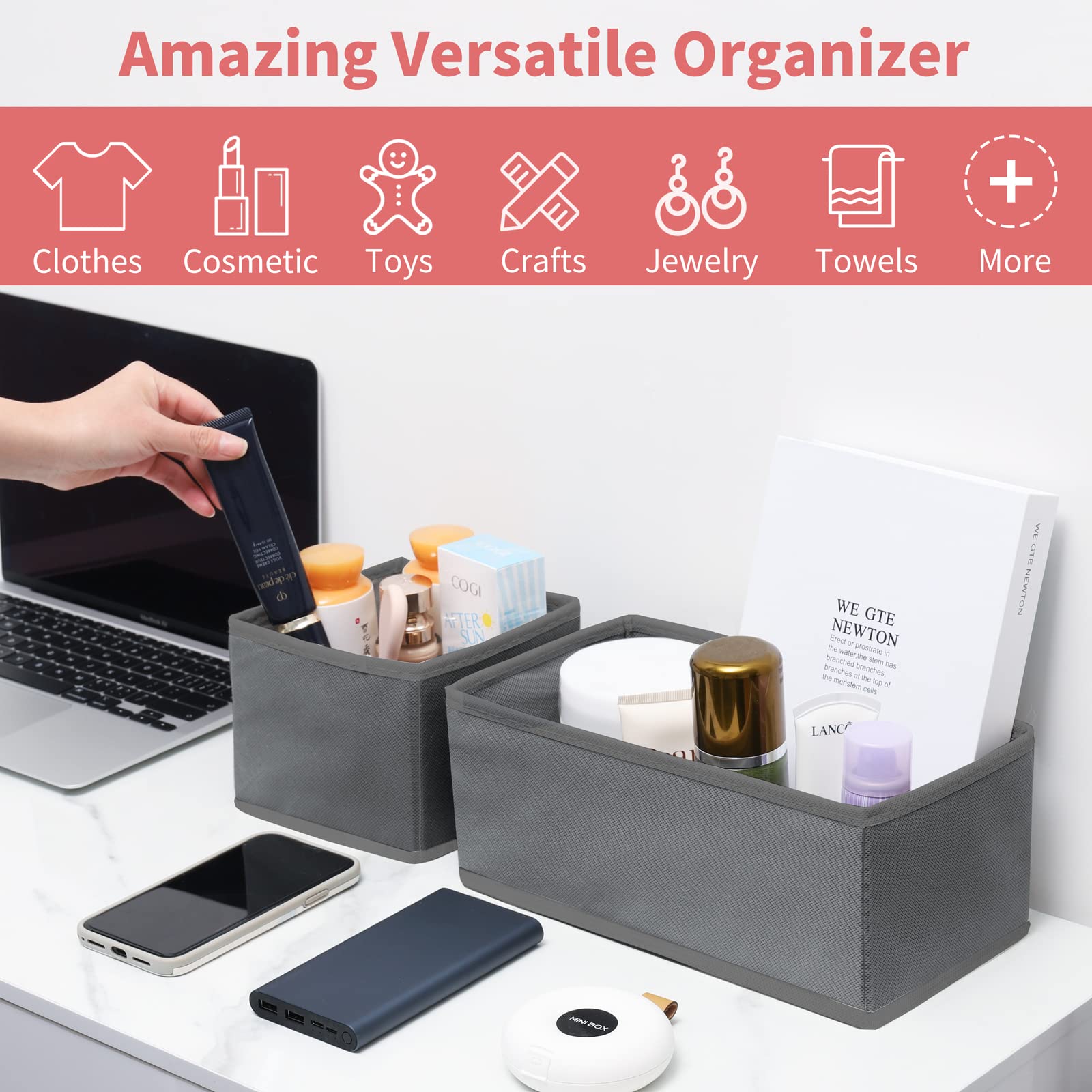 Felibeaco Juego de 12 organizadores plegables para cajones de ropa, cajones de tela, divisores, organizadores de almacenamiento de ropa para ropa interior, sujetadores, lencería, bragas, calcetines,