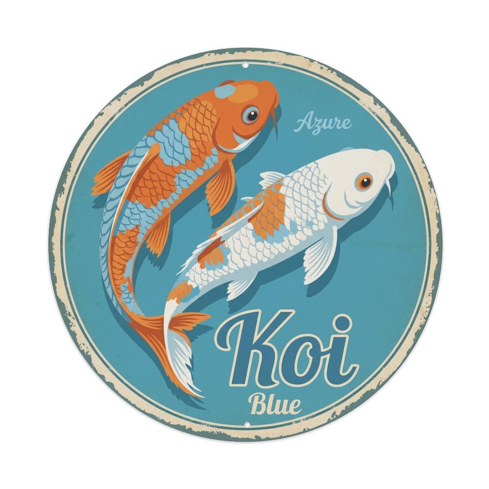 Koi Fish Azure Blue Waters Sky Bright Clear Fresh Metal Tin Sign