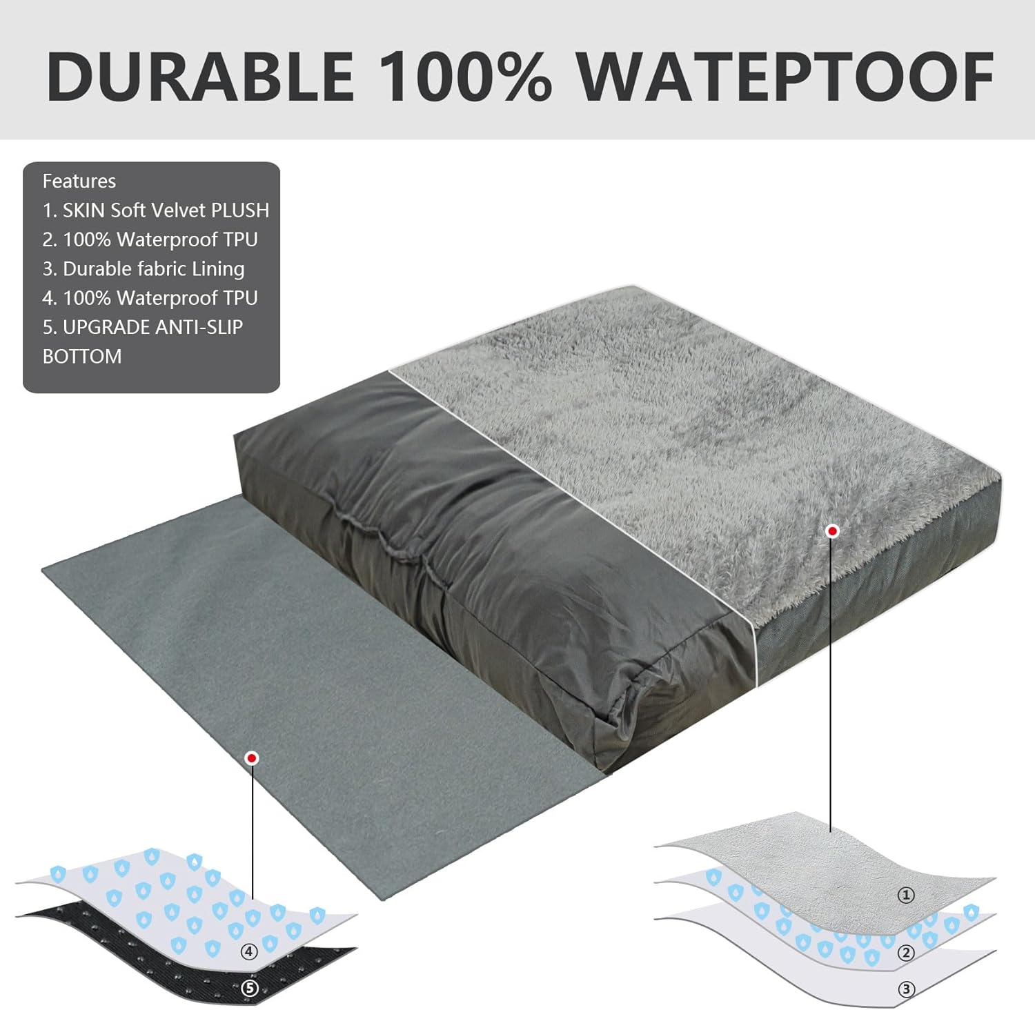 review Large Dog Beds for Large Dog, Dog Crate Bed with Removable Washable Cover, Anti-Slip Kennel Pad Pet Sleeping Mattress for Large, Medium, Jumbo, Small Dogs