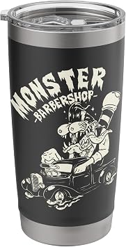 Horror Art - Ratfink Monster Barbershop - Psychobilly Punk Stainless Steel Insulated Tumbler