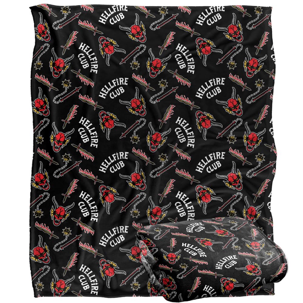 Stranger Things HELLFIRE CLUB PATTERN Silky Touch Super Soft Throw Blanket 152 x 127 cm