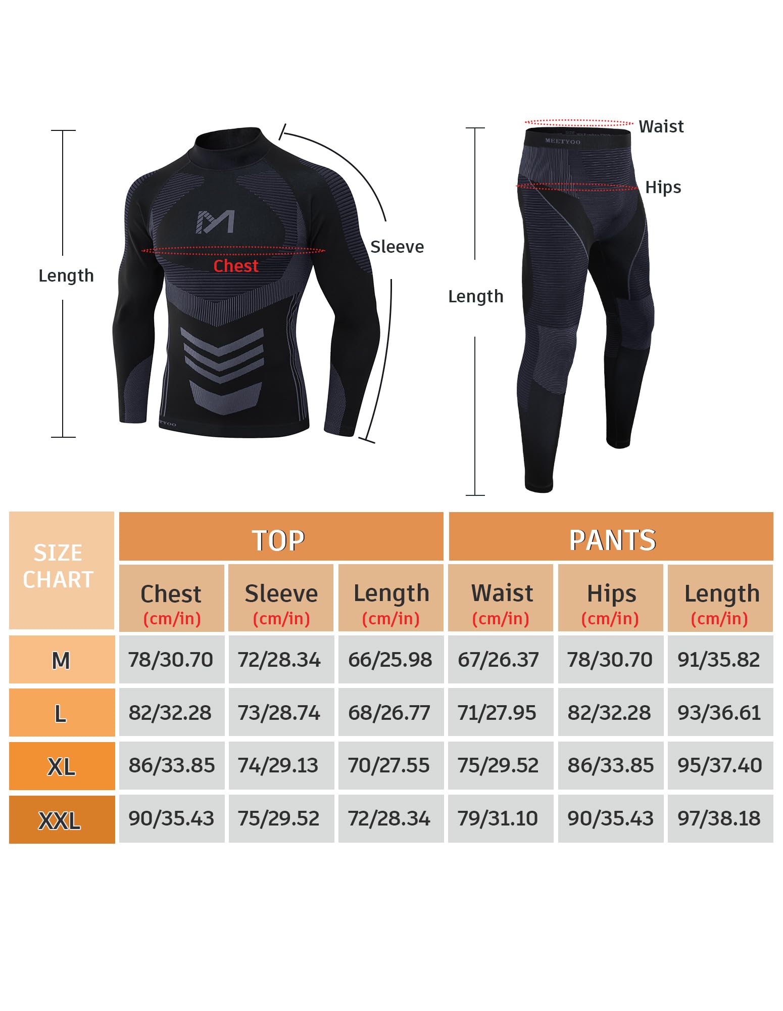MEETYOO Biancheria Intima Termica Set Uomo Abbigliamento Termico Intimo da Uomo Mantieni Caldo in Autunno e Inverno Abbigliamento caldo adatto per lo sci, la corsa e le attività all'aperto