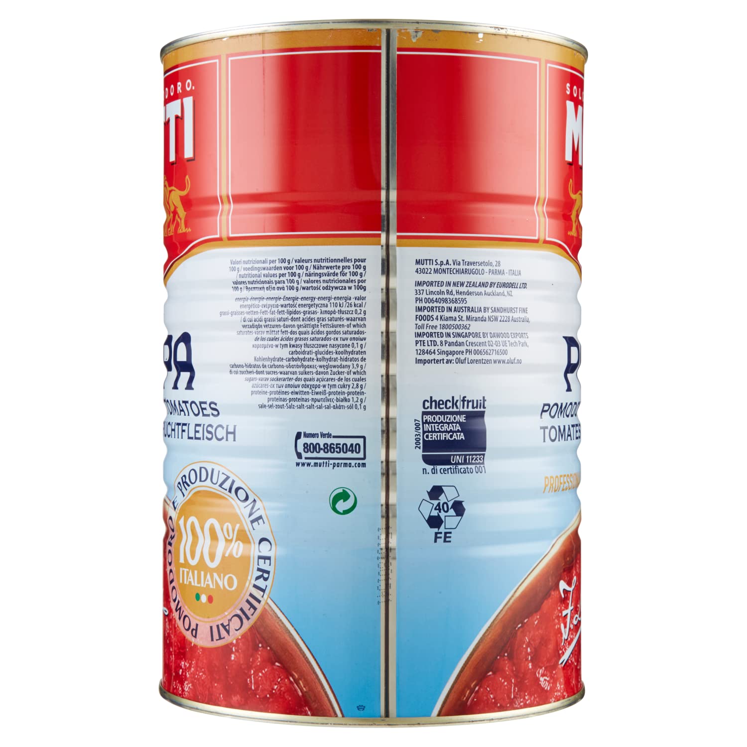 Italian Gourmet Polpa di Pomodoro italiana Tomatenpulpe Sauce 6 x 4,05kg | A pezzetti, gusto fresco; ideal für Pizza, Eintopf und lange Kochrezepte, Gesamtnettogewicht 24,3 kg + Kostenlos Polpa 400g