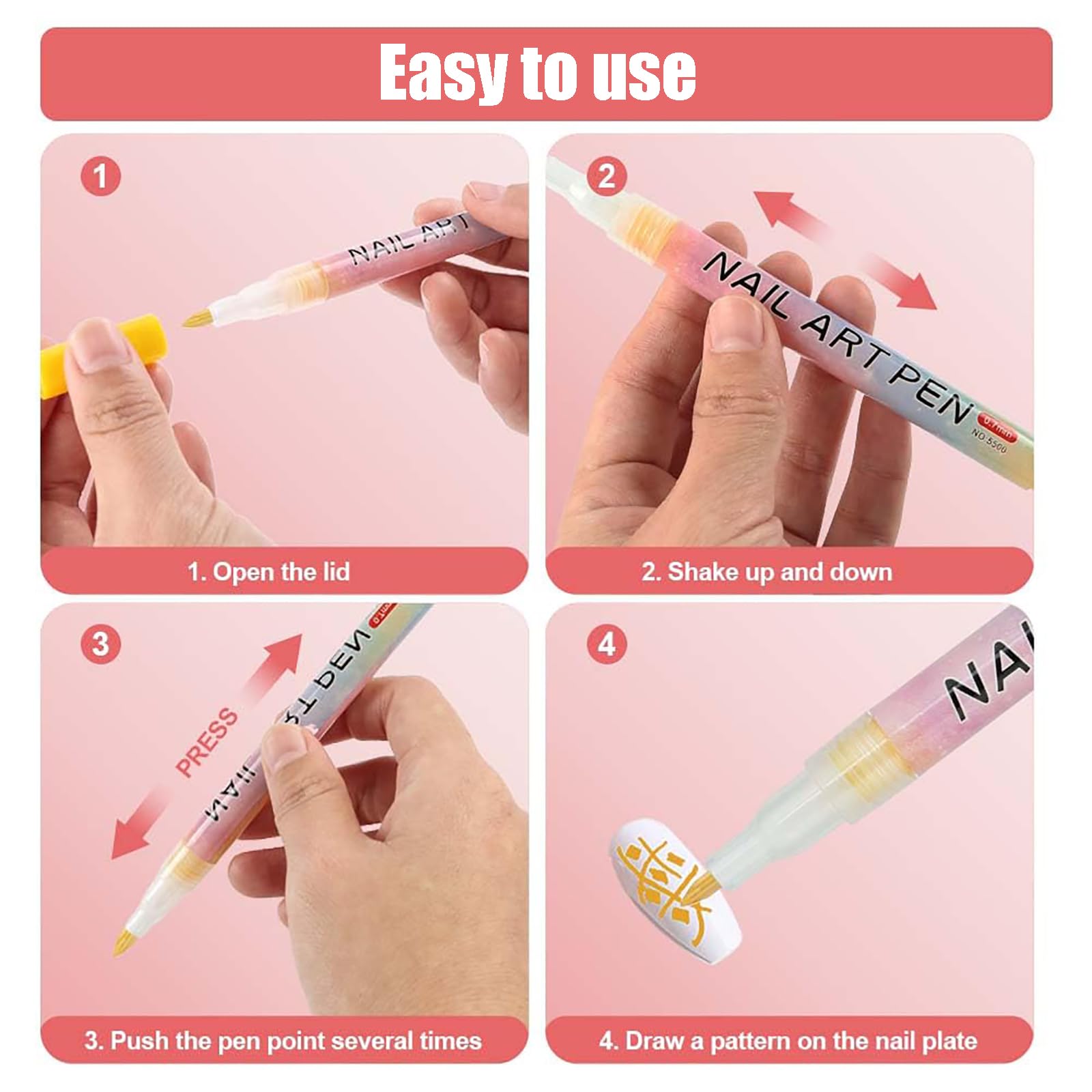 Nail Art Pens,12 Color Nail Polish Pens Set Nail Art Tools Nail Point Graffiti Dotting Pen Nail Drawing Pen Waterproof for DIY Nail Art Beauty Adorn Manicure Tools for Christmas Easter - Image 3