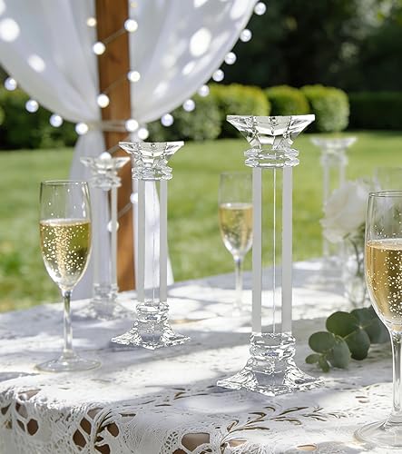 Miniatura 4 de Juego de 2 candelabros de cristal de 10 pulgadas de alto, decoración para mesa de comedor de boda, centro de mesa, candelabros de cristal K9