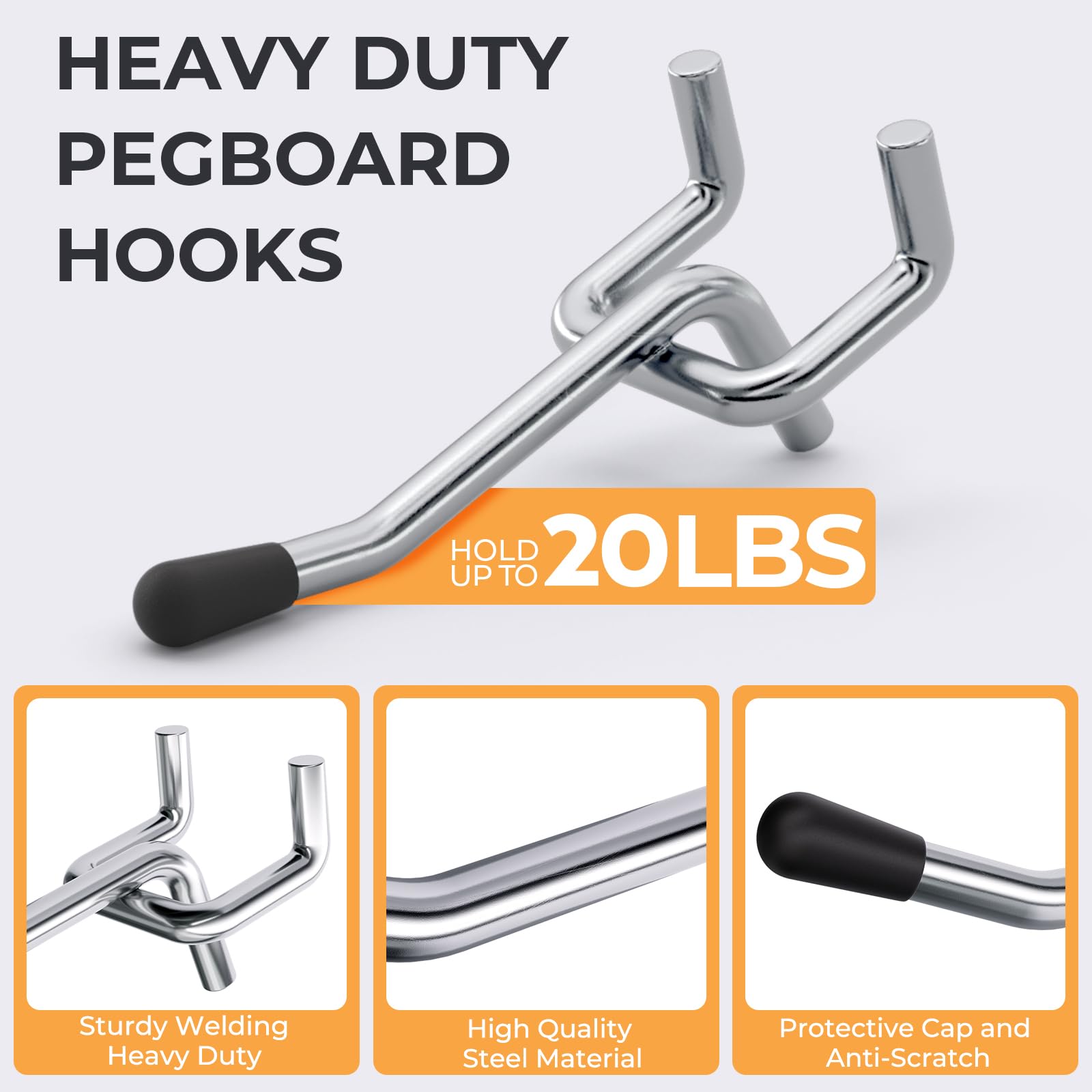INCLY Pegboard Hooks - 50 Pack for Organized Storage -5 INCLY Pegboard Hooks - 50 Pack for Organized Storage -5