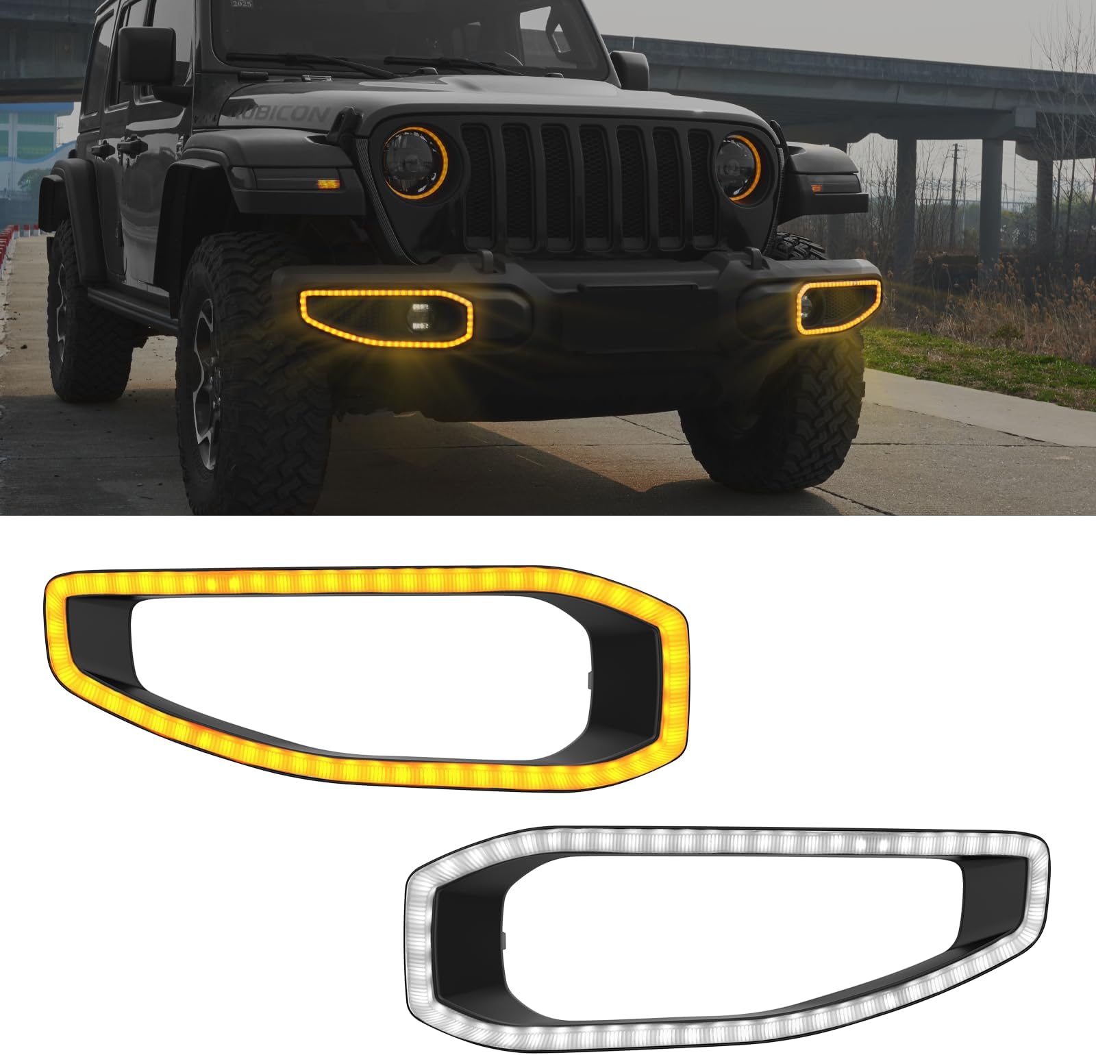 Black Front Fog Light Cover Fog Lamp Frame Trim For Jeep Grand Cherokee 2018-21 - Foto 2