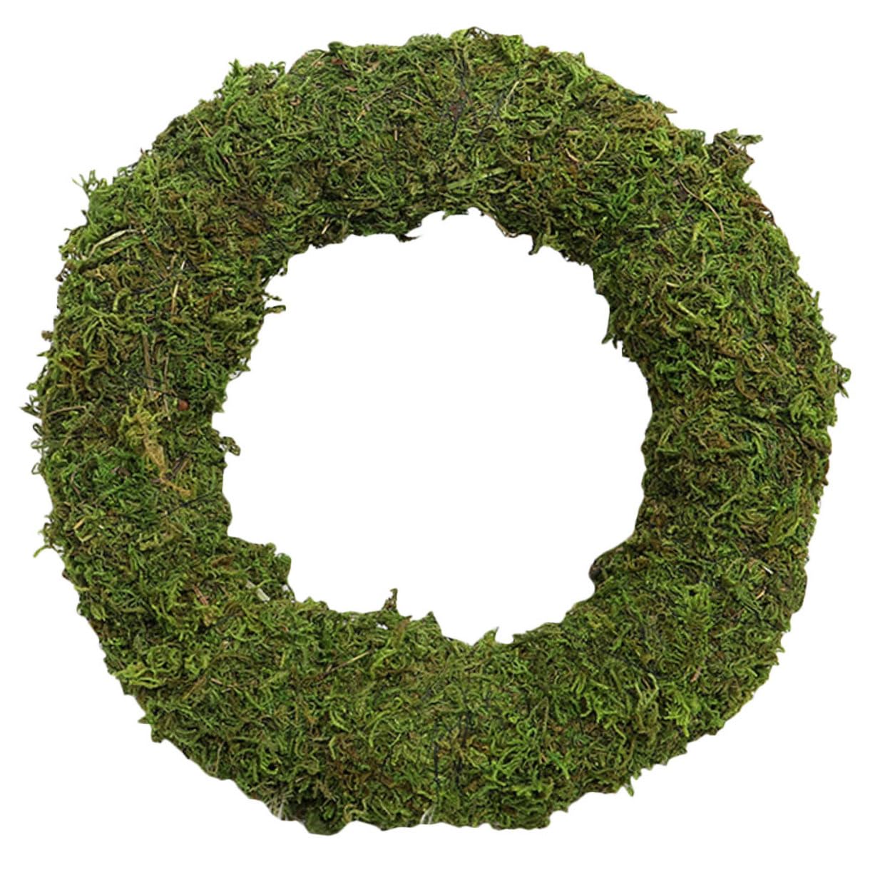 SEWACC Mooskranz Künstlicher Grüner Mooskranz Reifen Haustürkranz Weihnachtskranz Aus Rattan Für Hochzeit Party Dekoration (30 X 30 cm)