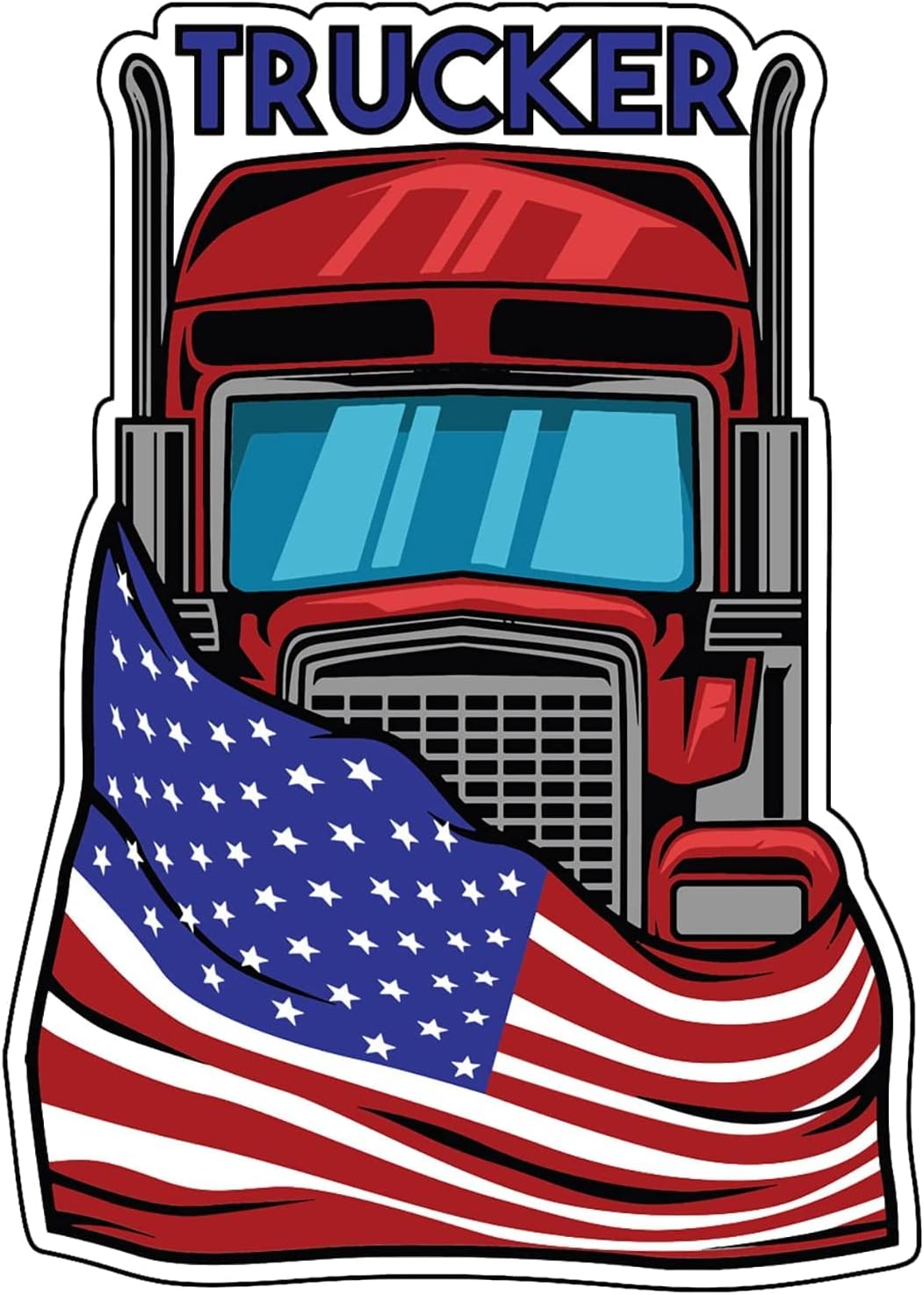 WickedGoodz American Flag Trucker Magnet - Patriotic Truck Driver Magnetic Car Decal