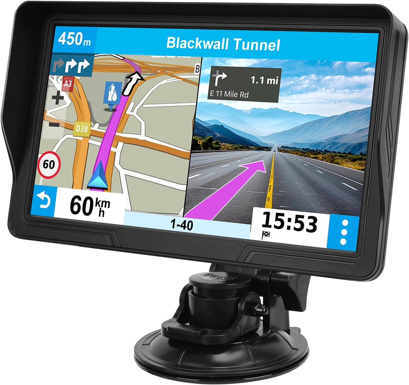 9" GPS Navigator for Car Truck RV, GPS Navigation System with 2026 Maps Free Lifetime Updates, Custom Truck Routing, Speed Camera Alerts, Day/Night Mode (Blue)
