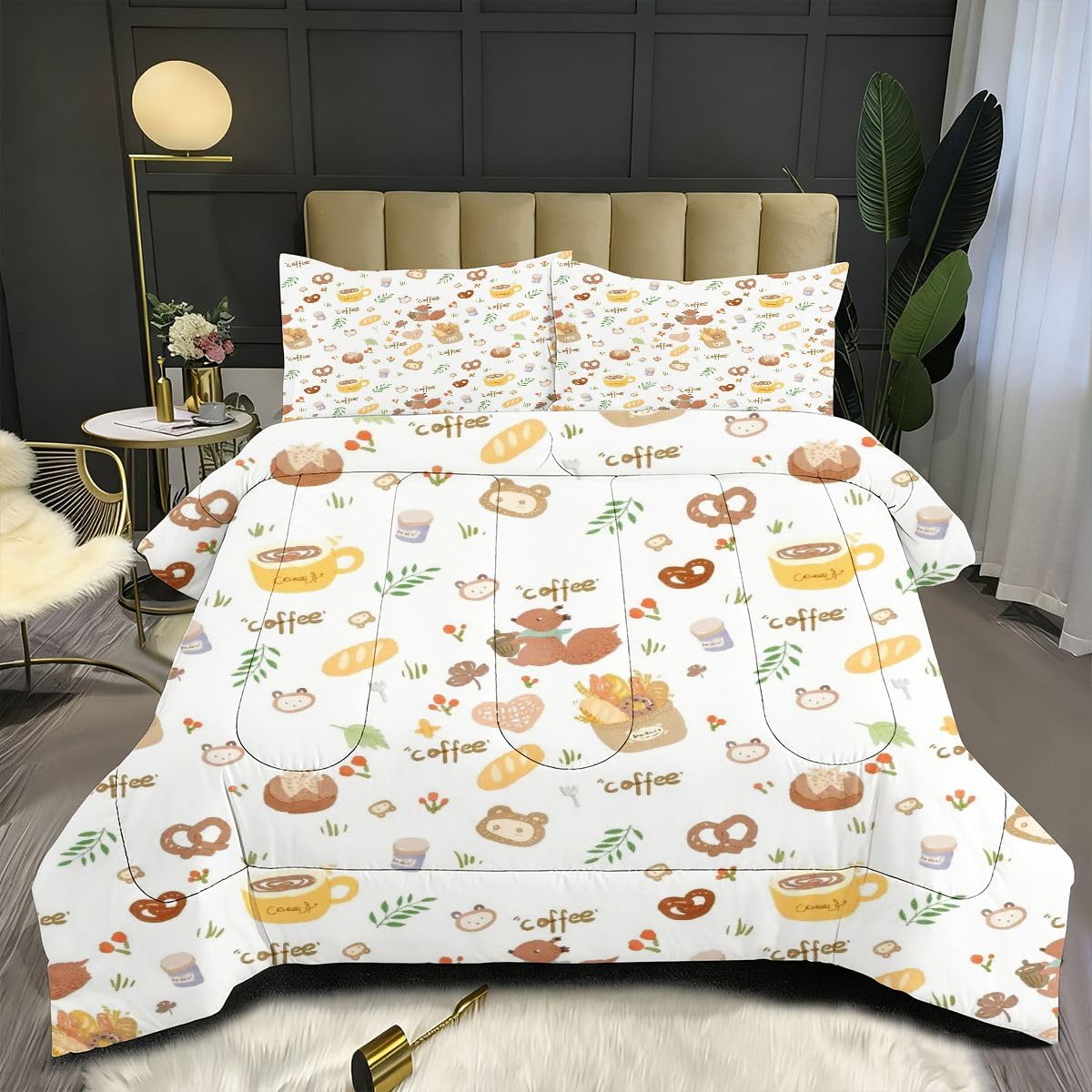 Edredón 200x200 cm | Patrón Dibujos Animados, Tejido de Microfibra con Relleno de Algodón 200 gsm, Incluye 2 Fundas de Almohada 50x75 cm, Estampado 3D para el Dormitorio Principal D150