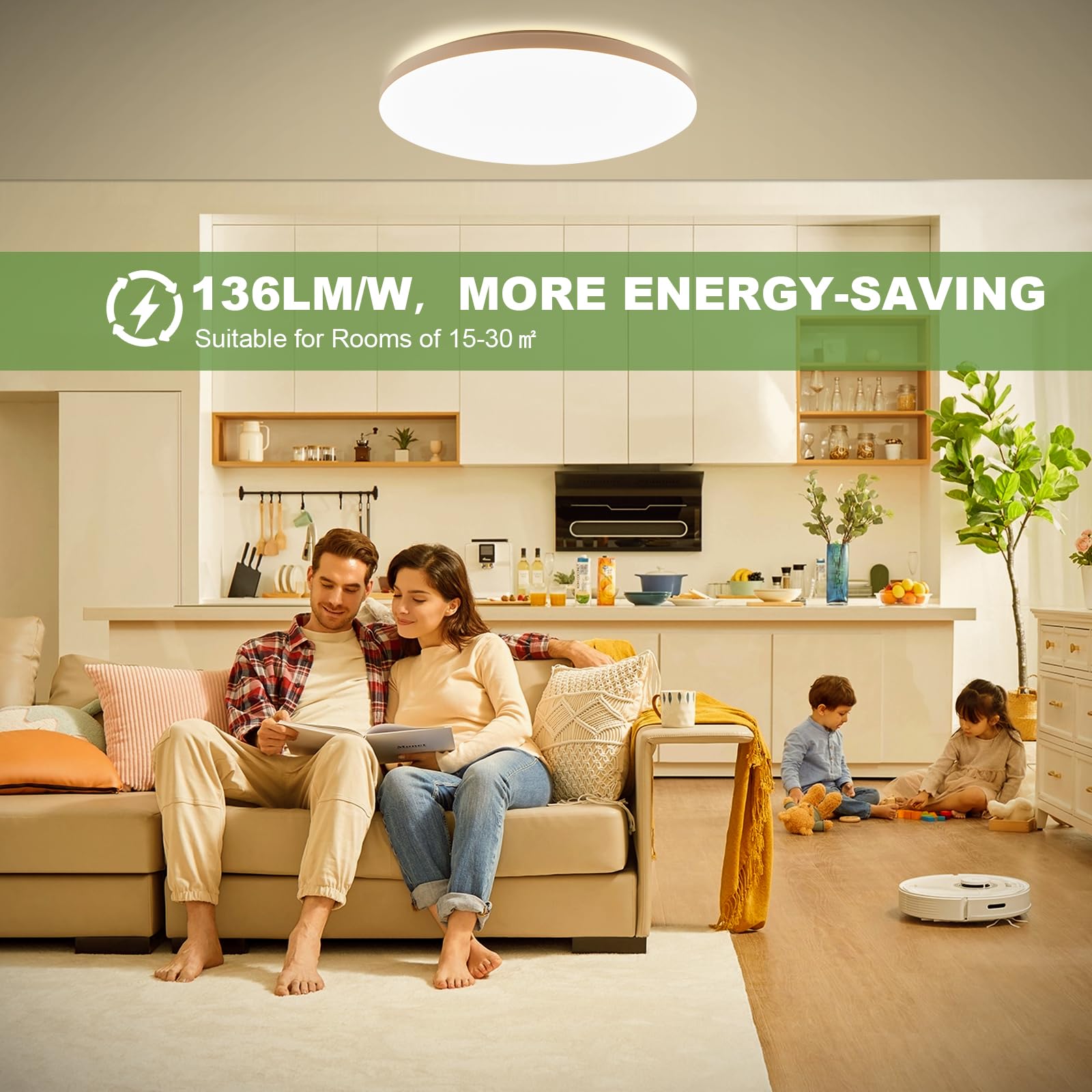 LEZOE Lámpara de techo LED con detector de movimiento regulable, 25W 3380lm 135(Lm/W) dimmable, ajustable, sensor 3000K/4000K/6500K Ideal para baño, garaje, sótano, balcón, entrada Ø35cmx6cm