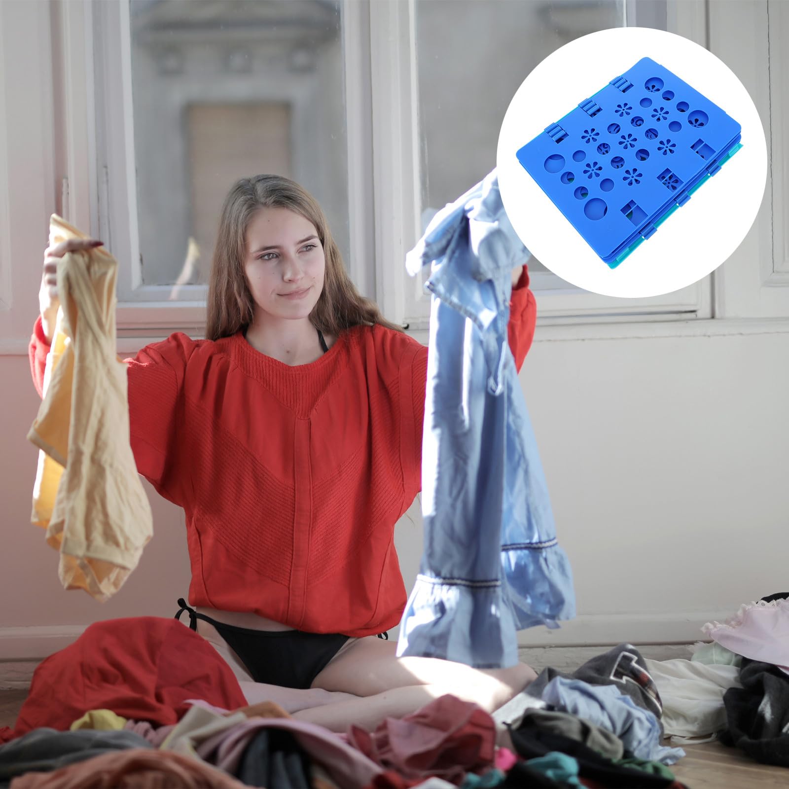 SOLUSTRE Praktisches Faltbrett aus Kunststoff zum Schnellen und Knitterfreien Zusammenlegen von Kleidung und Hemden für Schubladen und Kleiderschrank Blau
