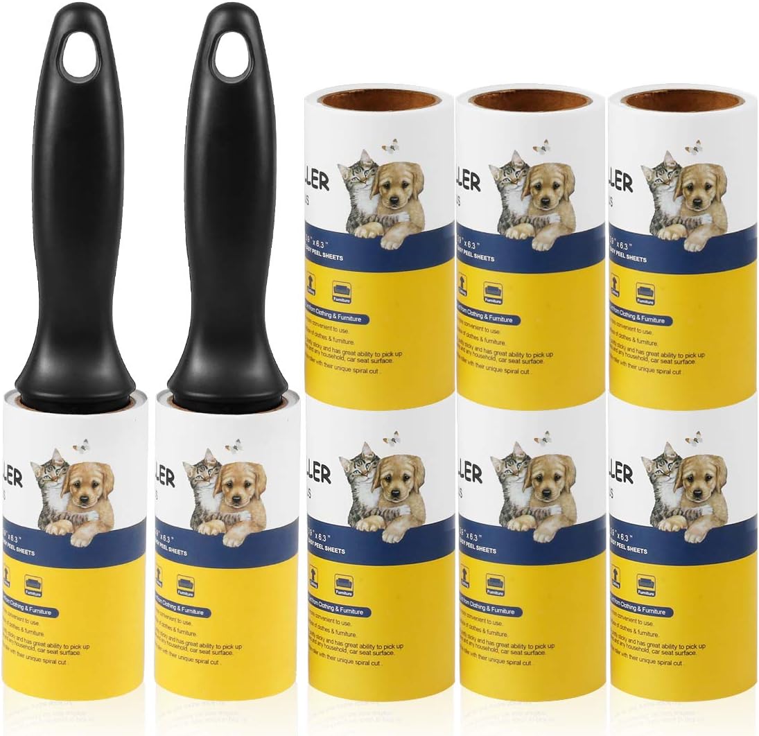 Lint Roller Pet Hair Remover - Sticky Lint Remover Rollers for Clothes Pet Hair Cat 8 Pack