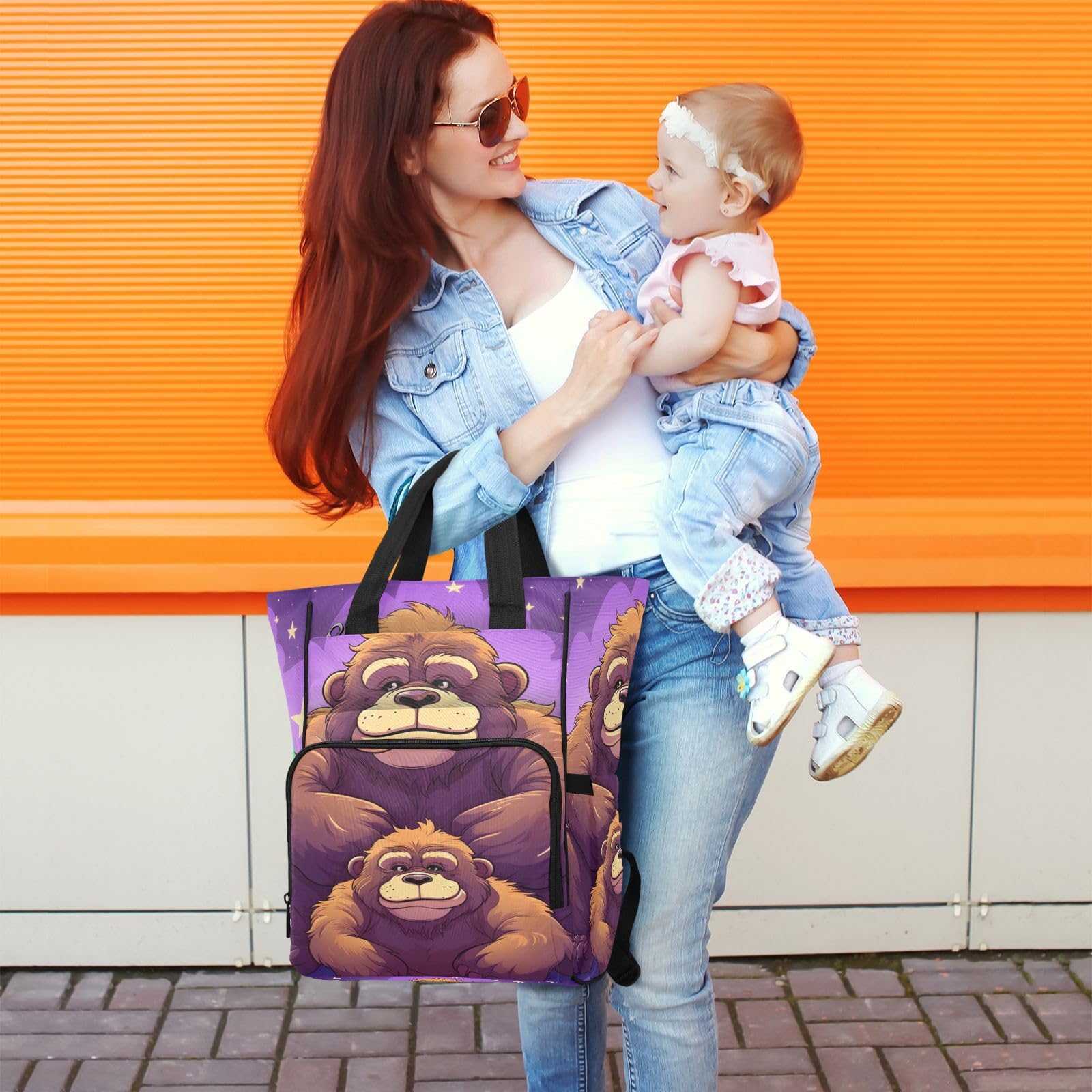 Soffici Orsi Che Abbracciano Morbidi Carini Borsa per Pannolini Zaino Grande Capacità Borsa Mamma per Viaggia All'aperto
