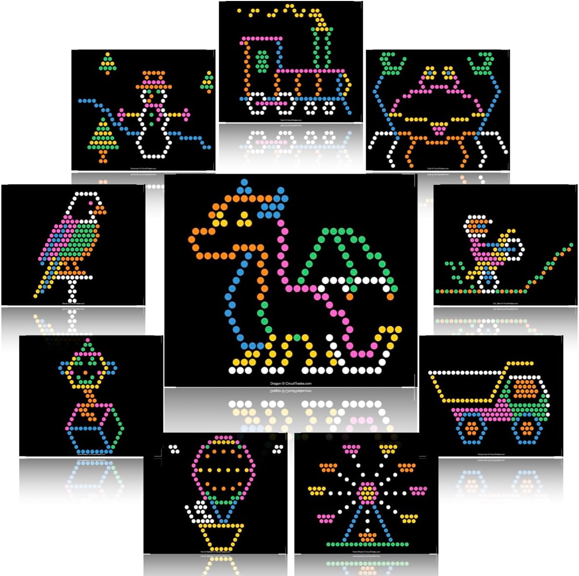 Assorted Template Pattern Refill Sheets Compatible with Lite Brite - 10 Pack #2 (6.75x8 Ultimate Classic)