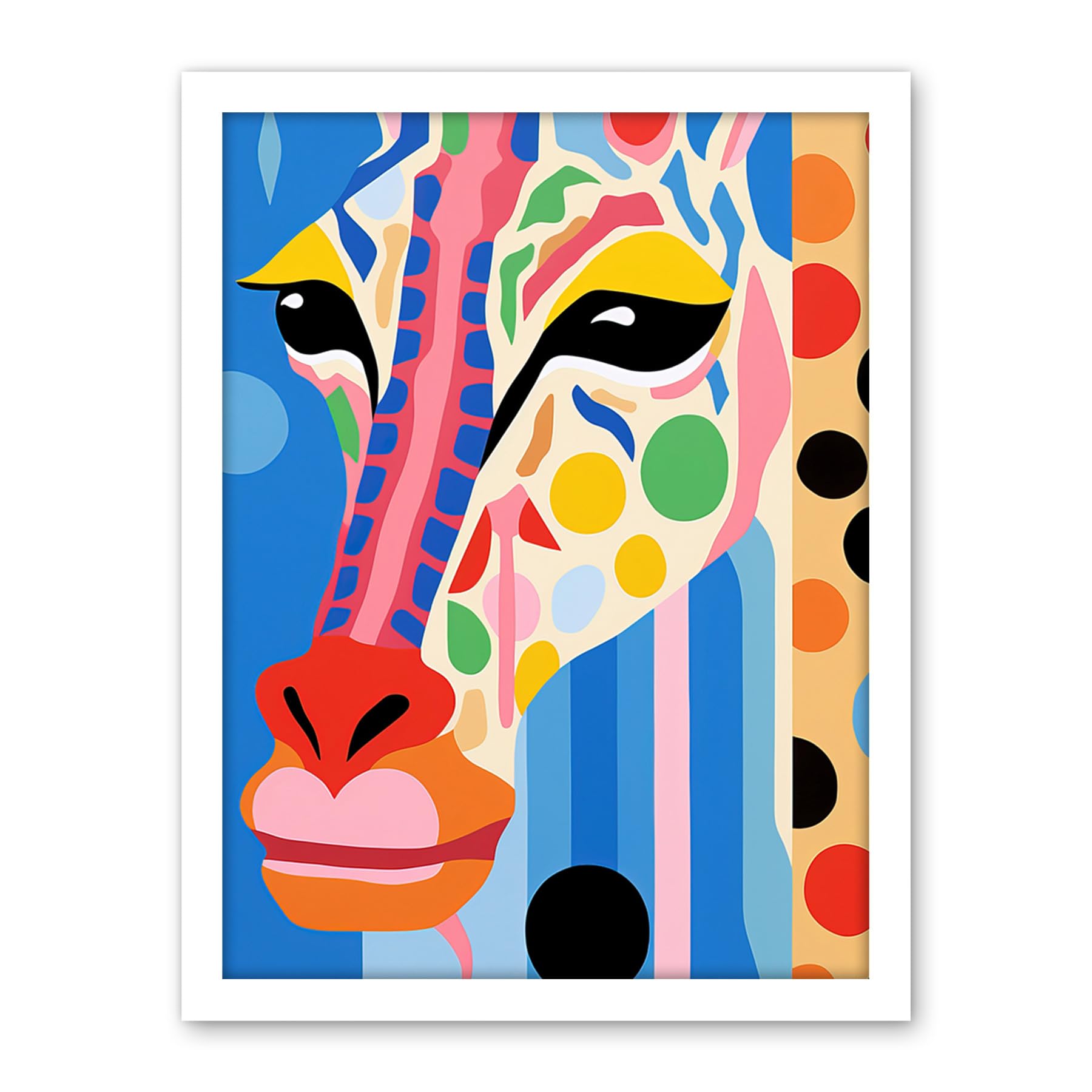 Artery8 I Woke Up Like This Giraffe Henri Matisse Style Artwork Vibrant Abstract Portrait Artwork Framed Wall Art Print 18X24 Inch