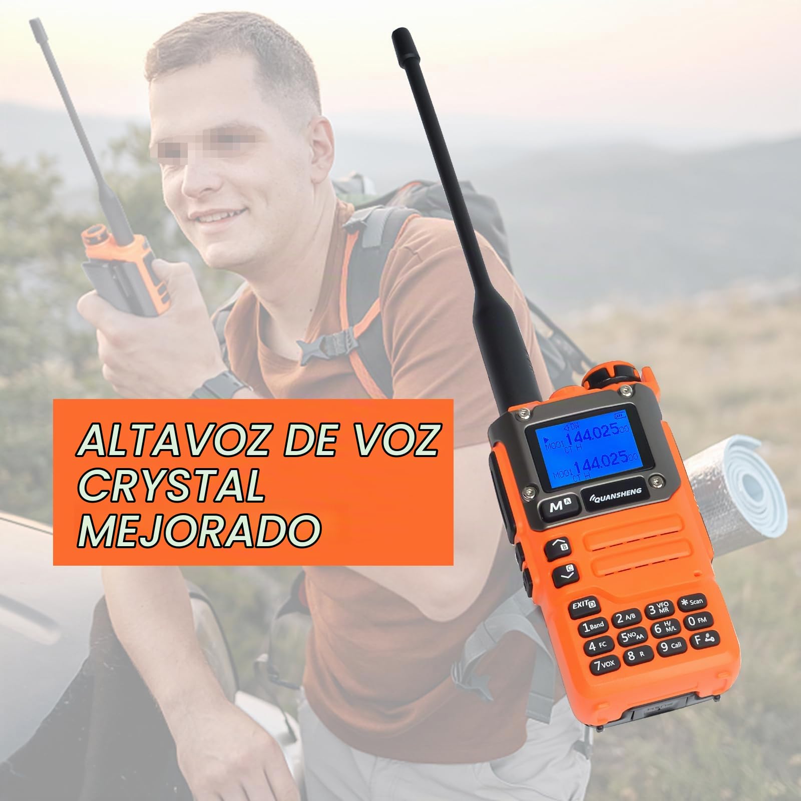 HYS Quansheng UV-K5(8) 5W Doble Banda Walkie Talkie, UV-K6(Naranja) Radio con Baterías Recargables, VHF UHF Radio de Dos vías (Auricular Ligero con tapón para los oídos)