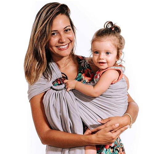 Miniatura 22 de Nalakai Portabebés de lujo con anillo para bebé, eslinga de mezcla de lino suave, envoltura para bebé, lleva a tu pequeño cerca de tu corazón, Selva