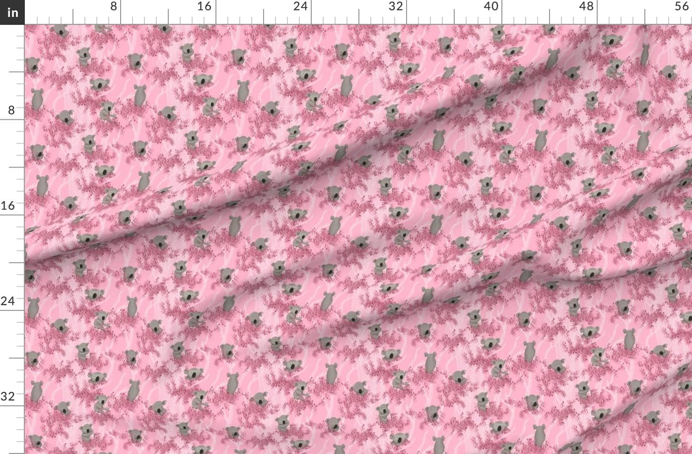 Spoonflower Fabric - Koala Bears Pink Eucalyptus Trees Background Bear Animal Printed on Organic Cotton Sateen Fabric by The Yard - Sewing Quilting Apparel Home Decor